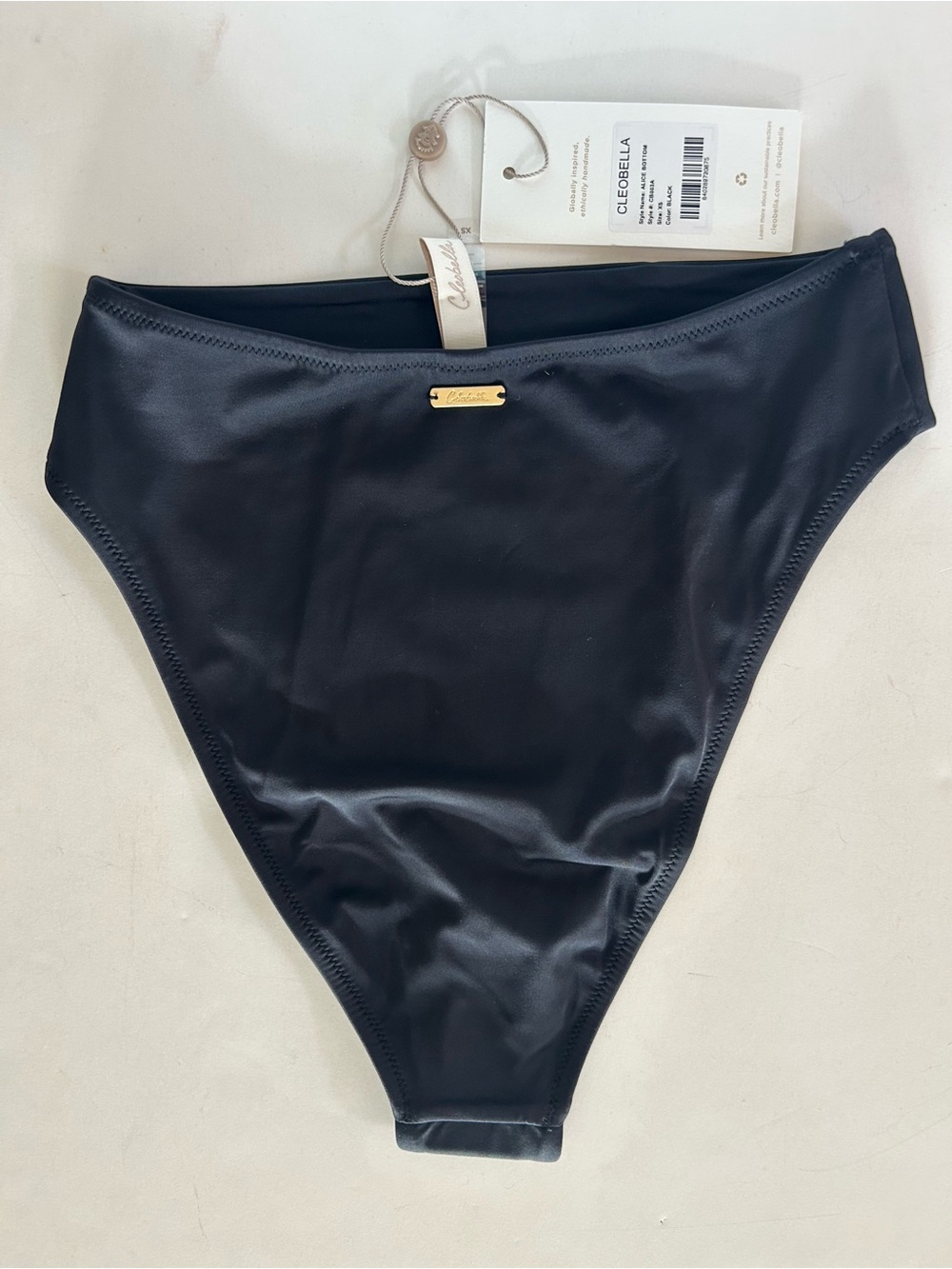 Cleobella NWT Alice Bikini Bottom X Small Black High Waist - Picture 3 of 4